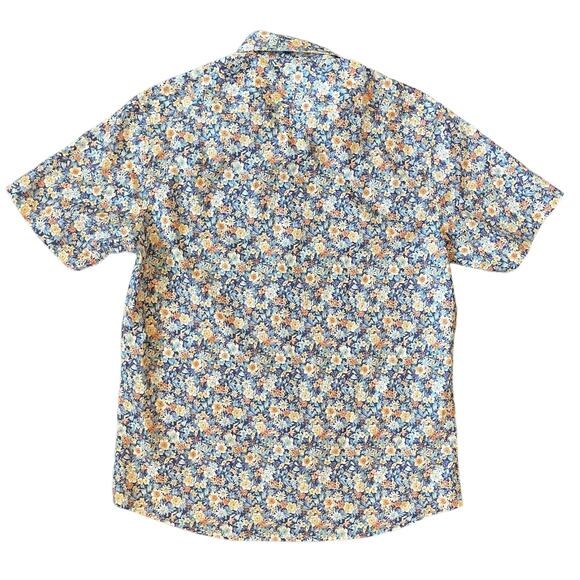 SOFT CLOTH Modern Fit Floral Short Sleeve Button-Up Shirt Gardenia Print Size M - Picture 3 of 6
